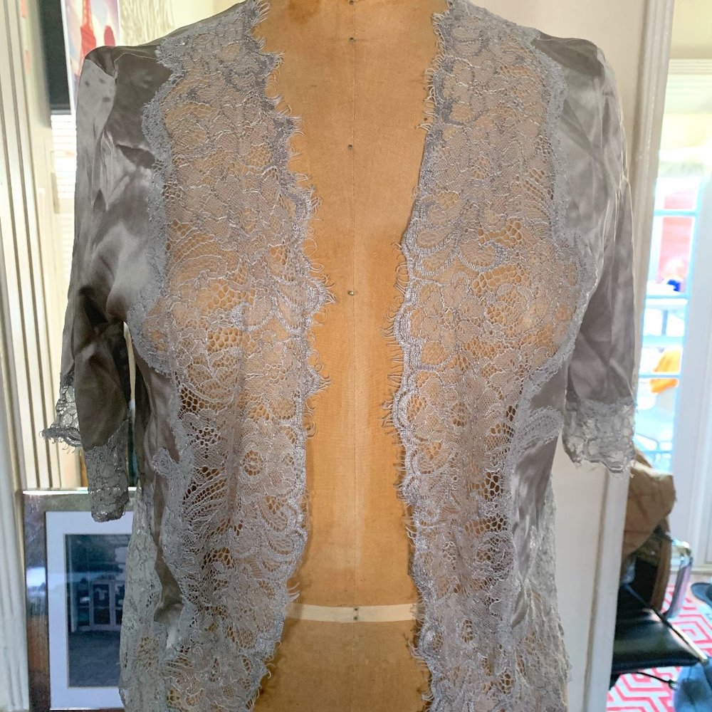Express Studio Design Silk and Gray Lace Coverup